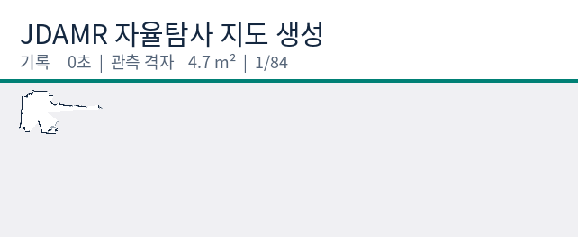 JDAMR이 복도를 주행하며 Cartographer 점유 격자 지도를 늘려 가는 과정