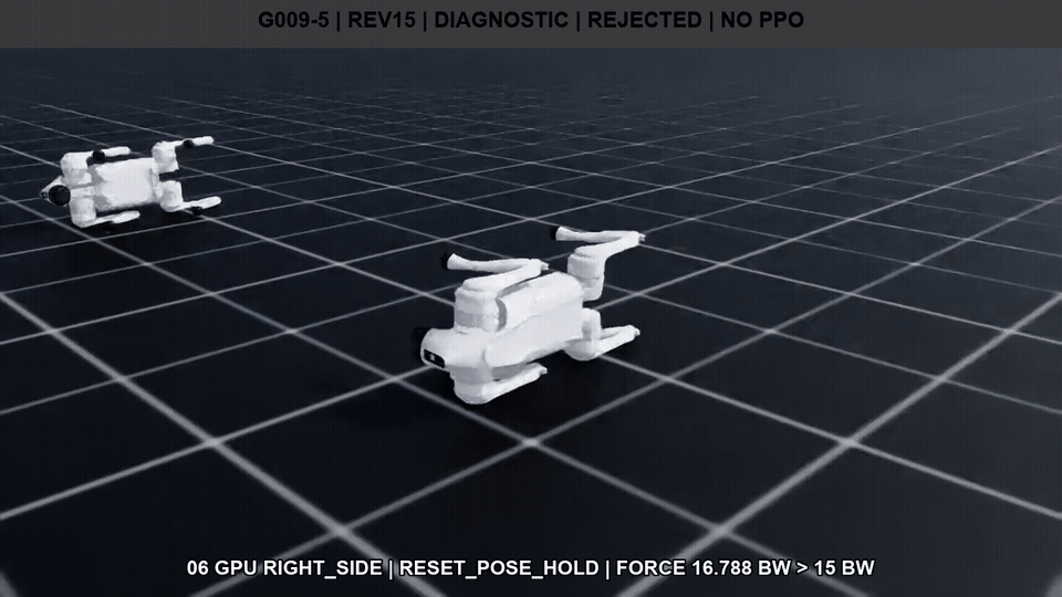 rev15 GPU 오른쪽 옆면 reset pose hold 조건의 실제 Isaac Sim 카메라 GIF